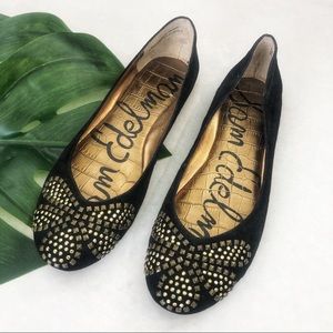 Sam Edelman Studded Black Suede Flats Size 8